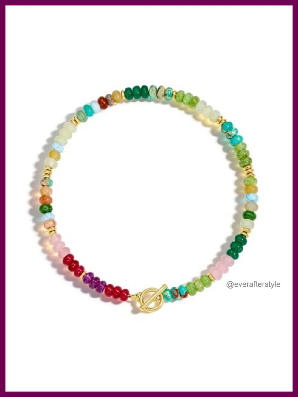 Natural Gemstone Beaded Choker Necklace Boho Toggle Surfer Beach Jewelry